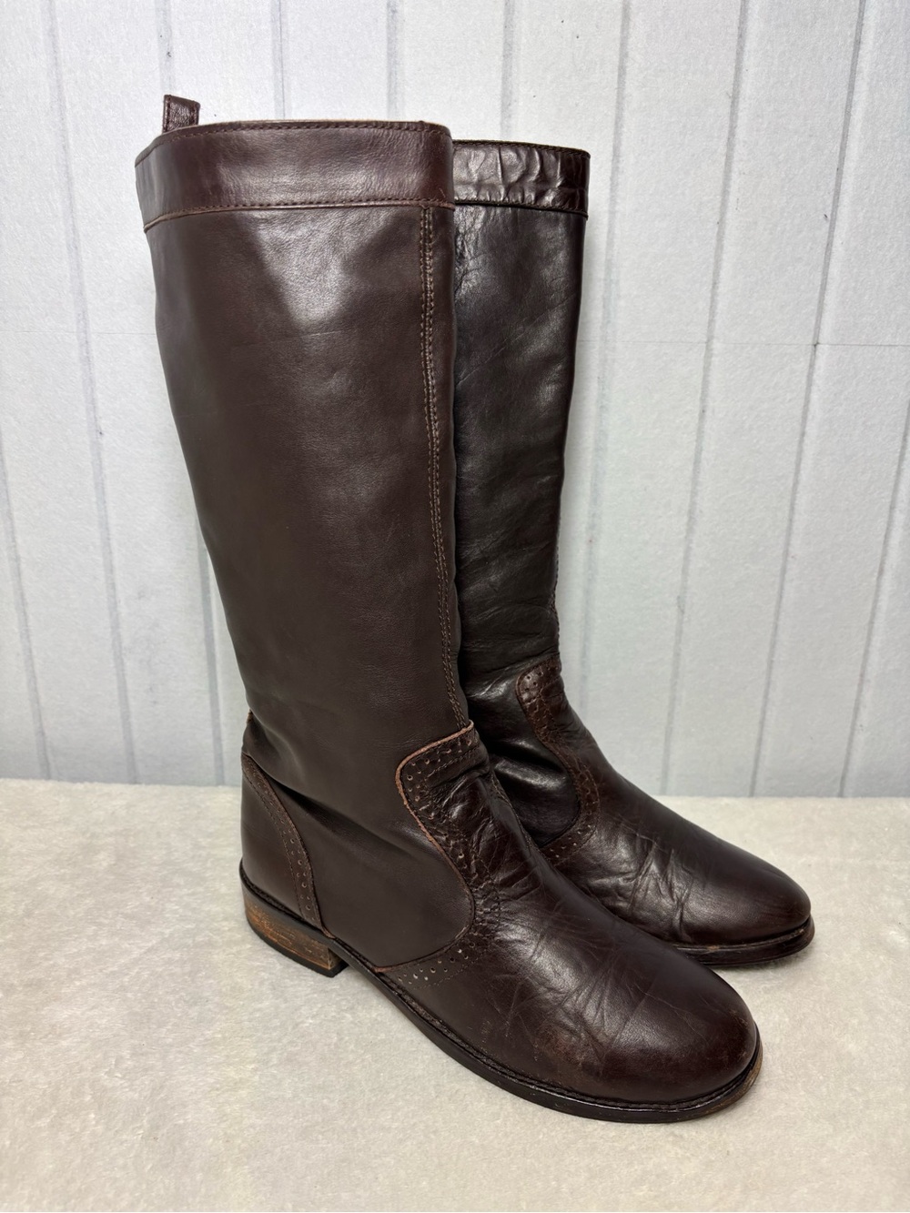 Diesel Vintage Classic Tall Brown Leather Women’s Riding Boots Size 7.5